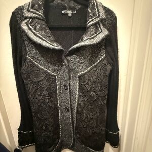 Sioni Black and Gray Women's Cardigan